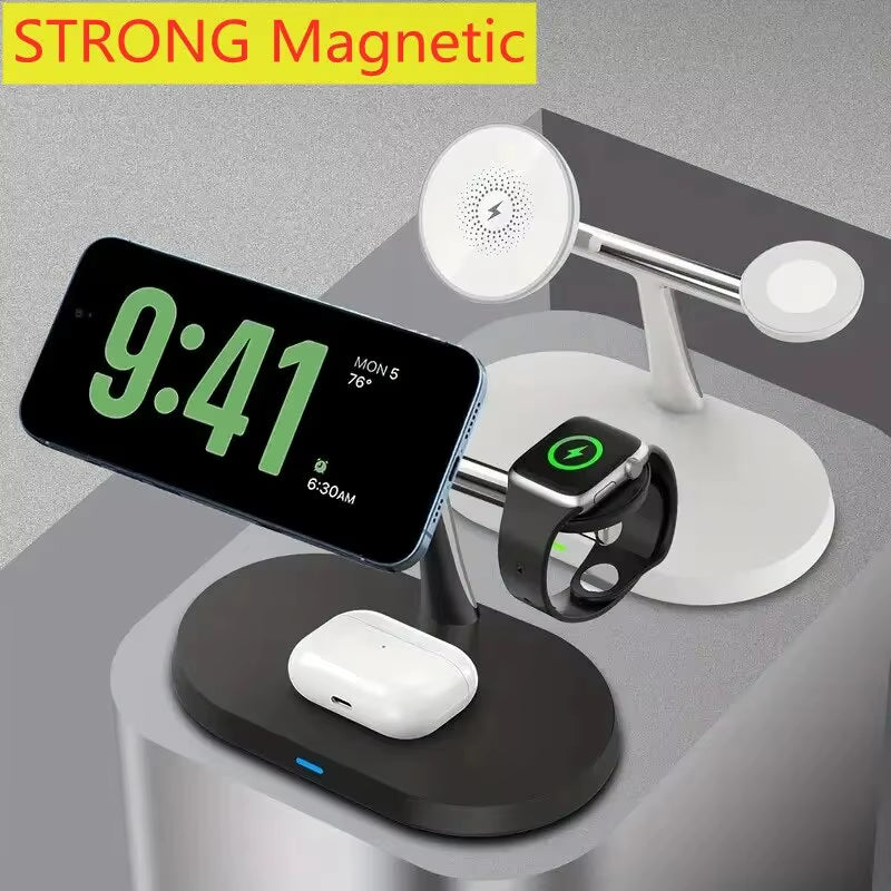 3 in 1 Magnetic Wireless Charger Stand for Iphone 15 14 13 12 Pro Max Apple Watch 1-8 Airpods Macsafe Fast Charging Station Dock